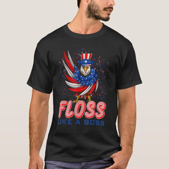 T-shirt Floss Like A Boss Eagle American Independence 4e (Devant)