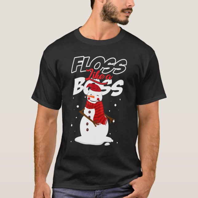T-shirt Floss like a Boss Snowman Flossing Noël (Devant)