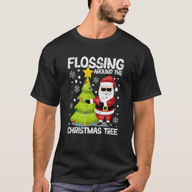 T-shirt Flossing Around The Christmas Tree Santa Claus Flo (Devant)