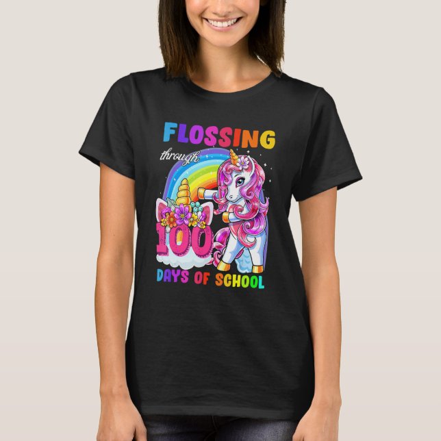 T-shirt Flossing Through 100 Days Of School Flossing Unico (Devant)