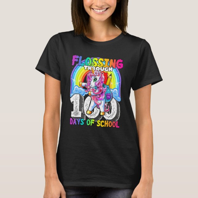 T-shirt Flossing Through 100 Days Of School Flossing Unico (Devant)