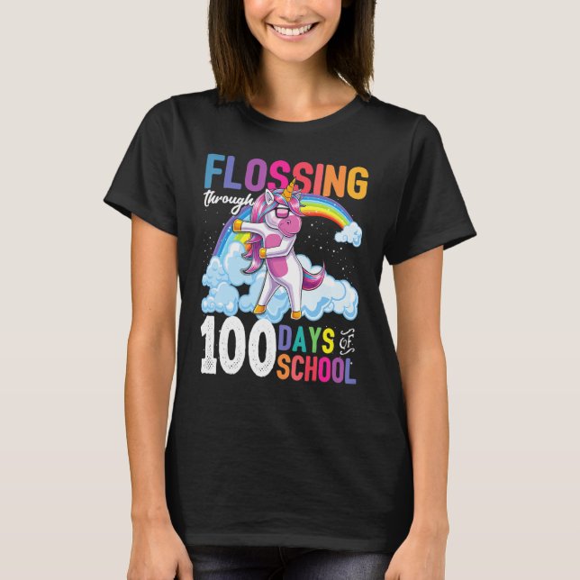 T-shirt Flossing Through 100 Days Of School Flossing Unico (Devant)