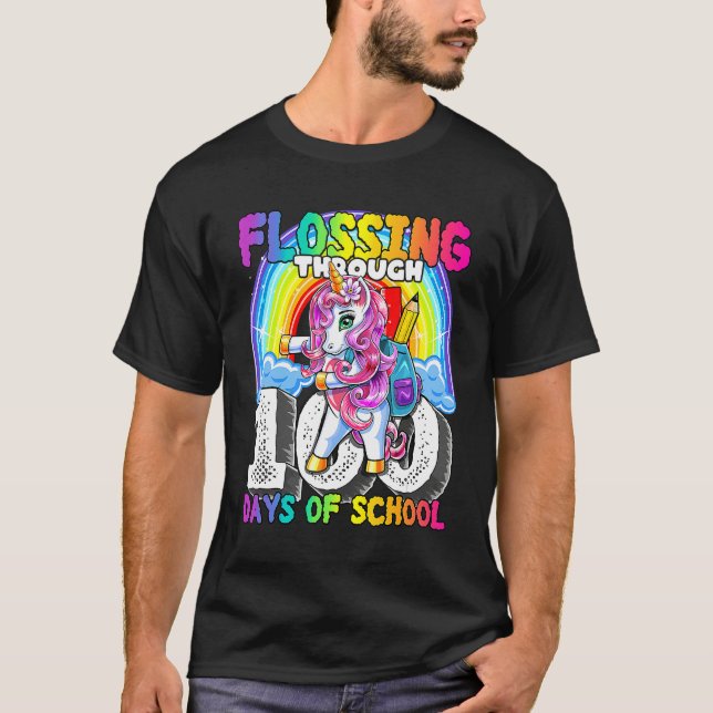 T-shirt Flossing Through 100 Days Of School Flossing Unico (Devant)