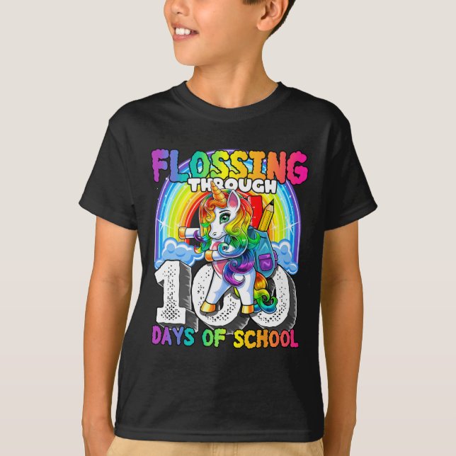 T-shirt Flossing through the 100 Days of School Flossing U (Devant)