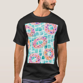 T-shirt Flottes de la piscine d'été aquarelle mosaïque