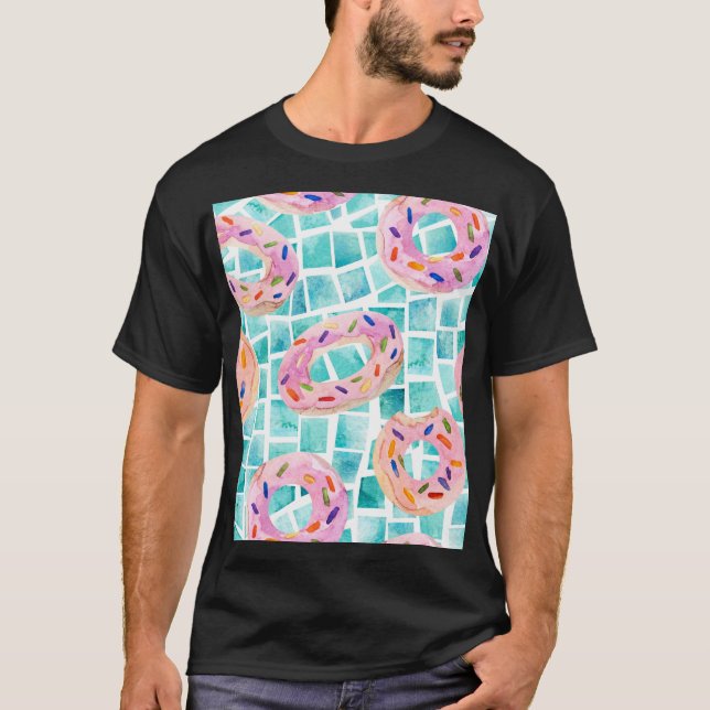 T-shirt Flottes de la piscine d'été aquarelle mosaïque (Devant)