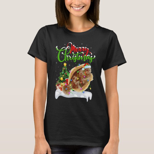 T-shirt Flounder Fish   Xmas Decoration Santa Flounder Chr (Devant)