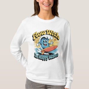 T-shirt Flow With The Happy Waves Rétro Surf Vibes Femme