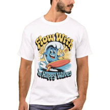 Flow With The Happy Waves Surf Style Men’s Tee