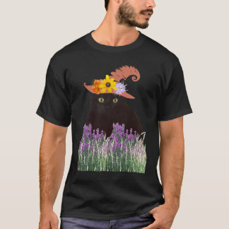 T-shirt Flower Hat and Black Kitty Cat