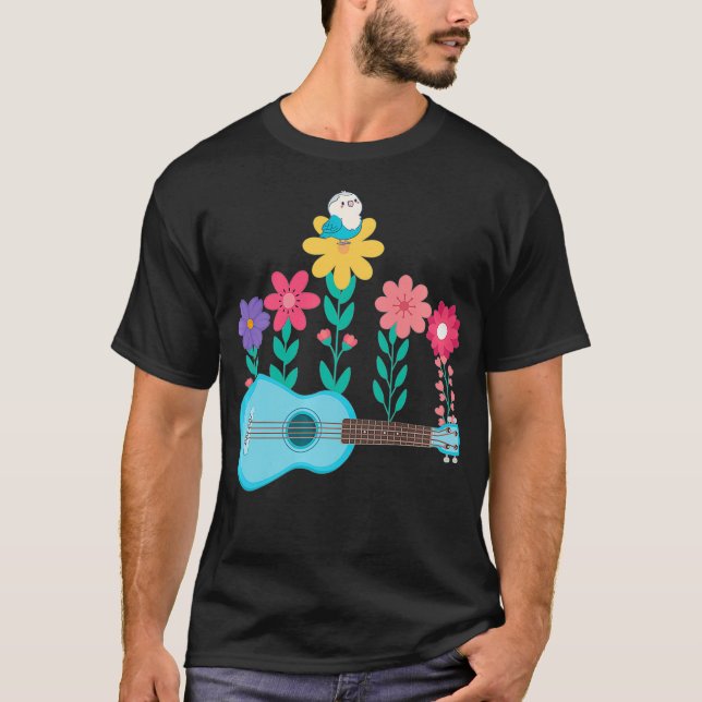 T-shirt Flowers Ukulele Hawaiian Musician Acoustic Uke (Devant)