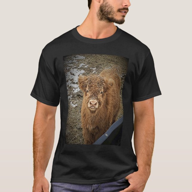T-shirt Fluffy Highland cow (Devant)