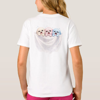 T-shirt Fluffy Trio in Panic – Cute Pastel Creatures