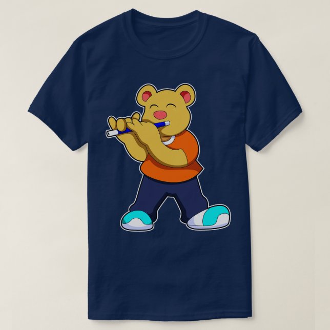 T-shirt Flûte de musique d'ours (Design devant)