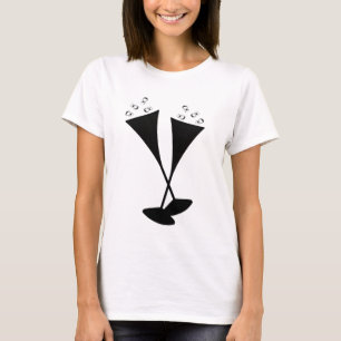 T-shirt Flûtes de champagne en noir et blanc