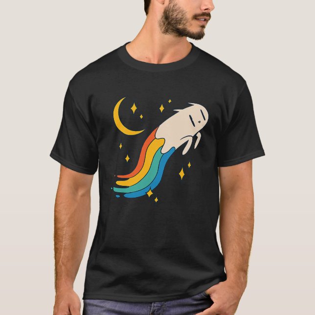 T-shirt Flying Rainbow Cat Meme Cat Emo Soft Grunge EGirl (Devant)