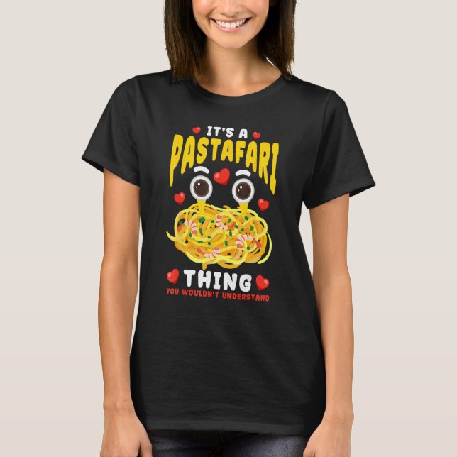 T-shirt Flying Spaghetti Monster FSM It's A Pastafari Thin (Devant)
