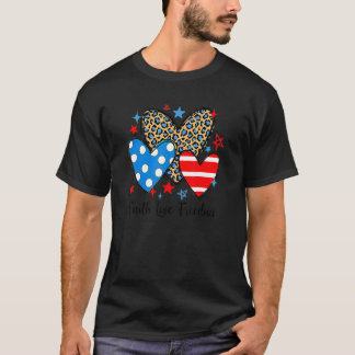 T-shirt Foi Amour Liberté Coeurs patriotiques 4 juillet