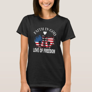 T-shirt Foi Amour Liberté Drapeau Américain Fleur Pour Chr