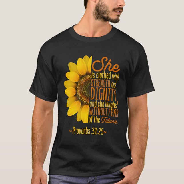 T-shirt Foi chrétienne Amour tournesol Écriture religieuse (Devant)