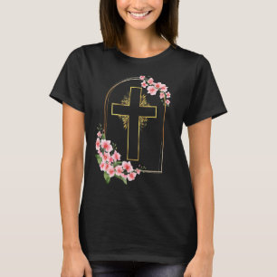 T-shirt Foi chrétienne Jésus Religion est Dieu Croix Fleur