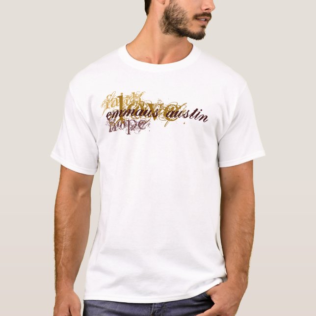 T-shirt Foi, espoir, amour - brun - reconstitution (Devant)