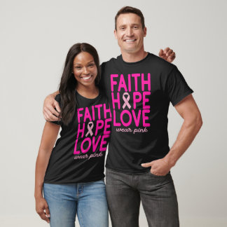 T-shirt Foi Espoir Amour Ruban Rose Cancer du Sein Graphiq
