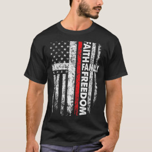 T-shirt Foi Famille Dom Patriotique Chrétien Vintage Usa F
