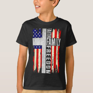 T-shirt Foi Famille Dom - Vintage Usa Chrétien Patriotique