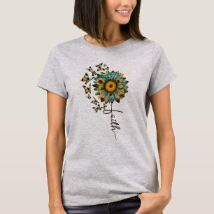 T-shirt Foi Fleurs de soleil papillons chrétien Religieux