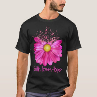 T-shirt Foi Florale Amour Espoir Sensibilisation au cancer