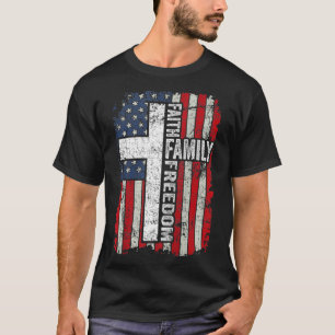 T-shirt Foi Liberté familiale Patriotique US Drapeau Chris