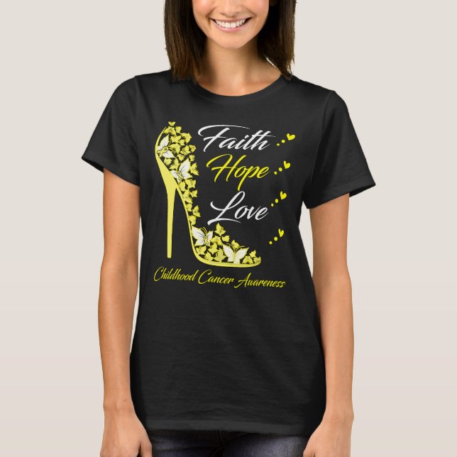 T-shirt Foi papillon Espoir Aimer Enfance Cancer Guerrier (Devant)