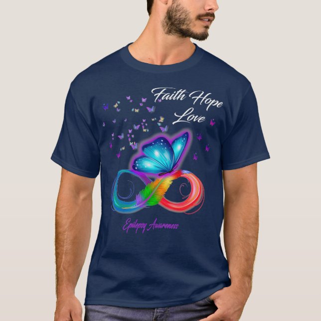 T-shirt Foi papillon Espoir Aimer Epilepsie Sensibilisatio (Devant)