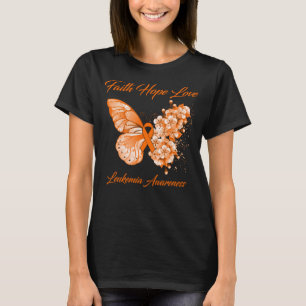 T-shirt Foi papillon Espoir Aimer Leucémie Sensibilisation