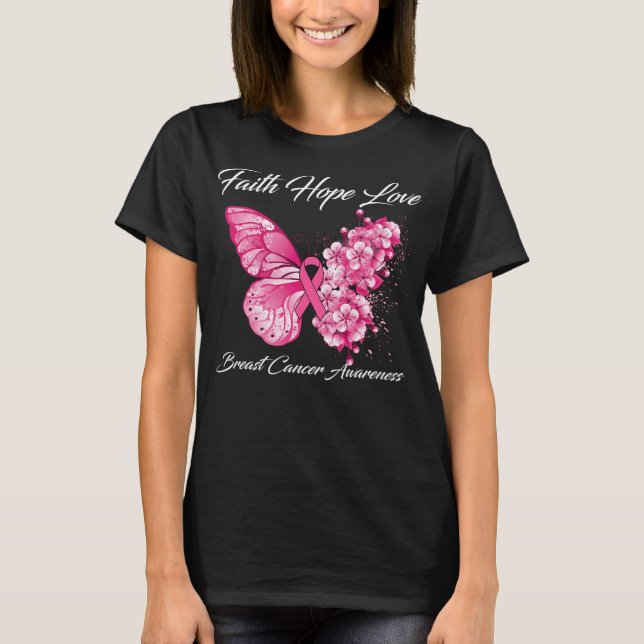 T-shirt Foi papillon Espoir Amour Cancer du sein Sensibili (Devant)