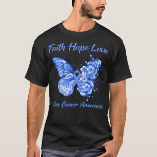 T-shirt Foi papillon Espoir Amour Colon Cancer Sensibilisa