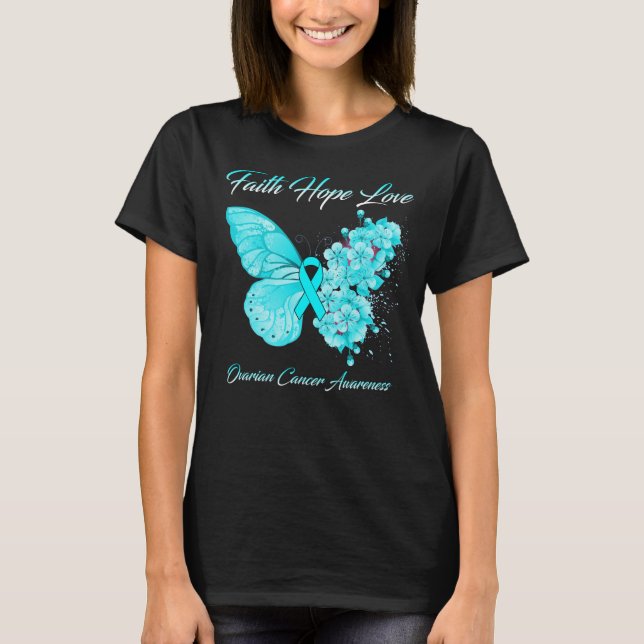 T-shirt Foi papillon Espoir Amour Conscience du cancer de  (Devant)