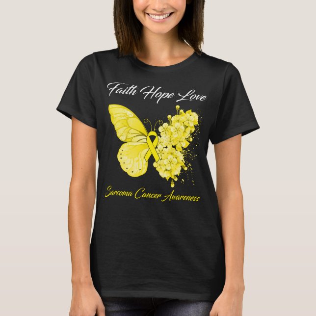 T-shirt Foi papillon Espoir Amour Sarcome Cancer Sensibili (Devant)