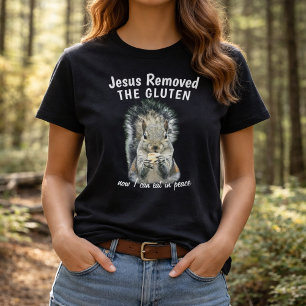 T-shirt Foi sans gluten Humour chrétien Photo d'écureuil
