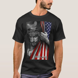 T-shirt Foi sur la peur, Jésus Patriote du Drapeau América
