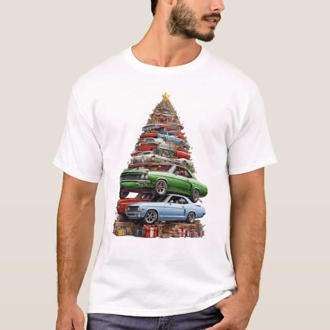 T-shirt Folie de voiture Arbre de Noël Muscle classique Vo (Devant)