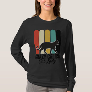 T-shirt Folle Dame au Chat Calico Vintage Design Rétro Cha