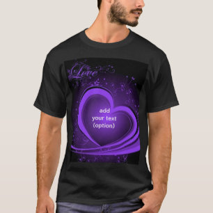 T-shirt foncé de base de coeur abstrait de pourpre
