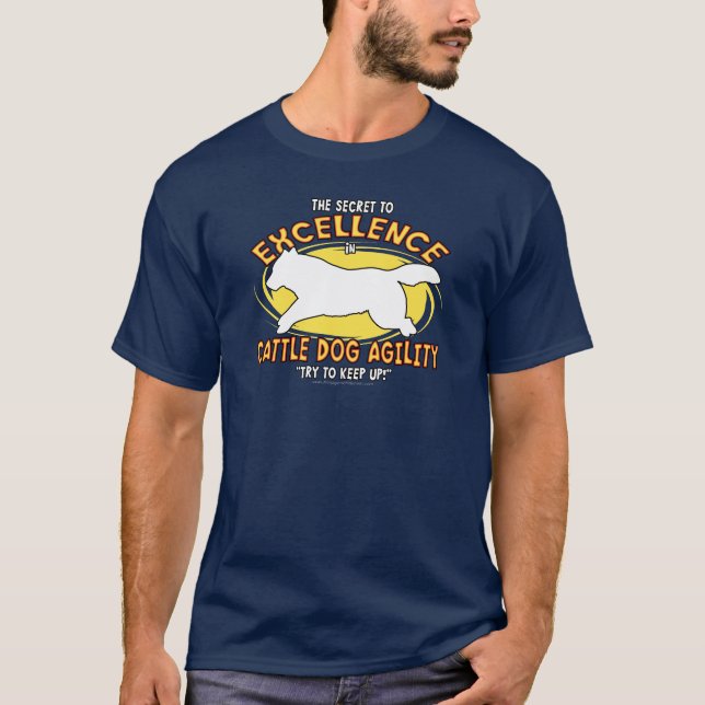 T-shirt foncé secret de chien de bétail d'agilité (Devant)