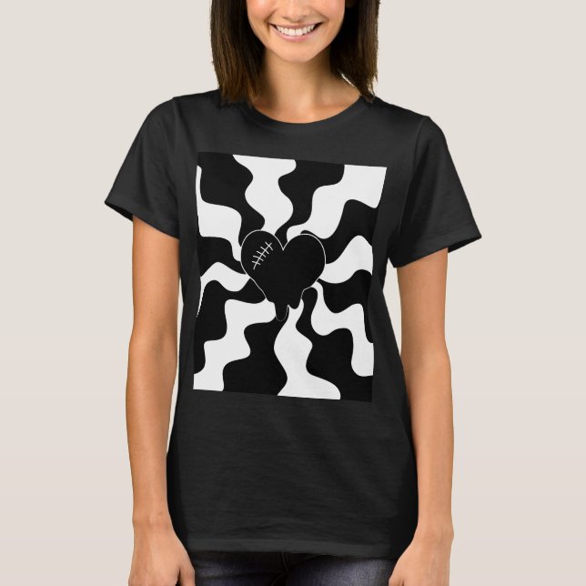 T-shirt Fonte cardiaque en noir et blanc (Devant)