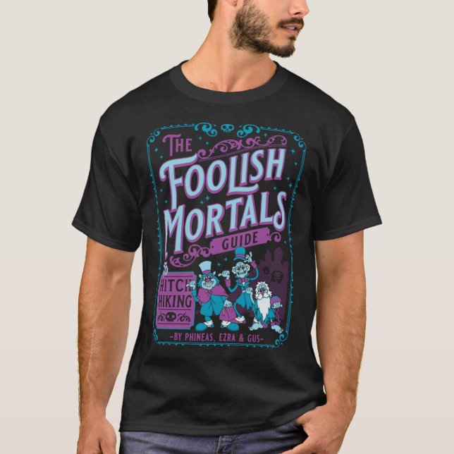 T-shirt Foolish Mortals Hitch Hikers Guide Creepy Cute Vin (Devant)
