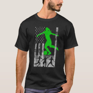 T-shirt Football Américain Drapeau Vert Femme Football Jou