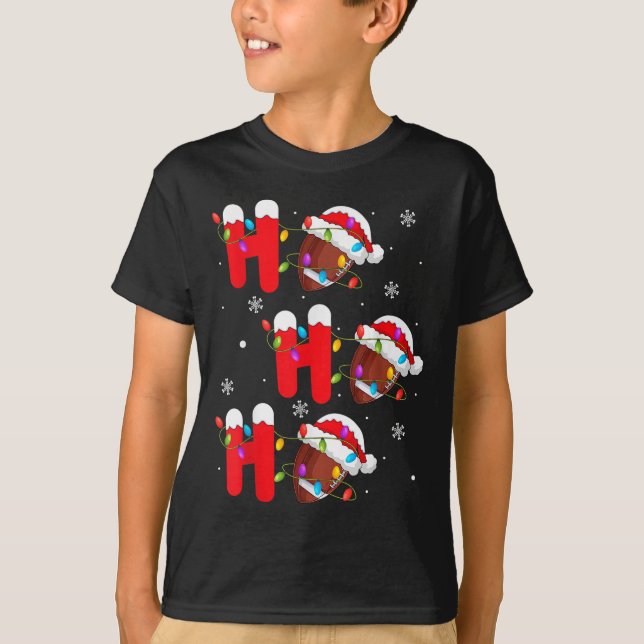 T-shirt Football Christmas Ho Ho Ho Santa Srts Player Funn (Devant)