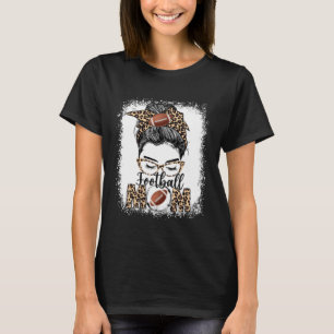 T-shirt Football Maman Jour du jeu Messy Bun Leopard D de